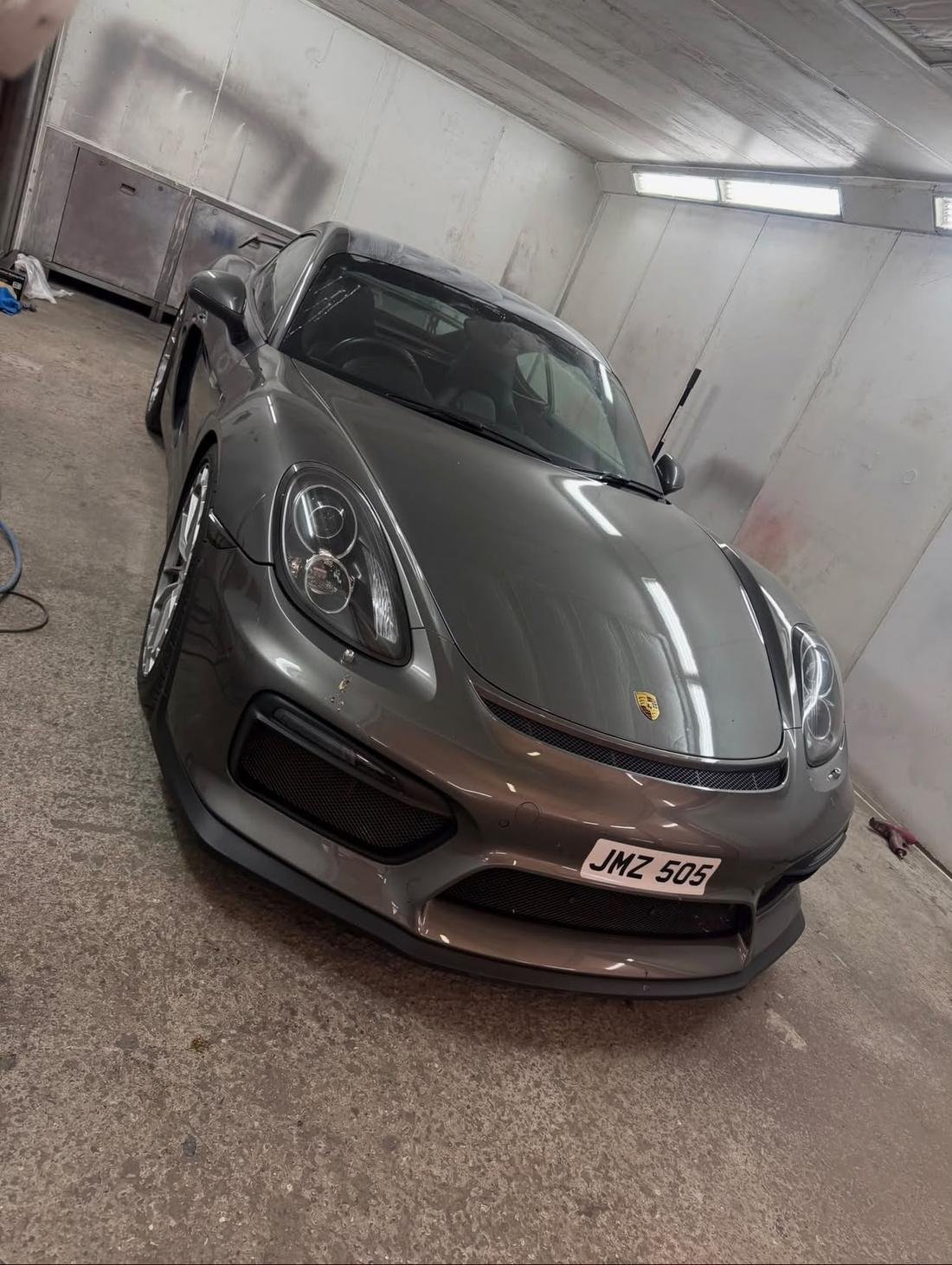 Car in the spray booth at Triple R Paintworx, Barwell
